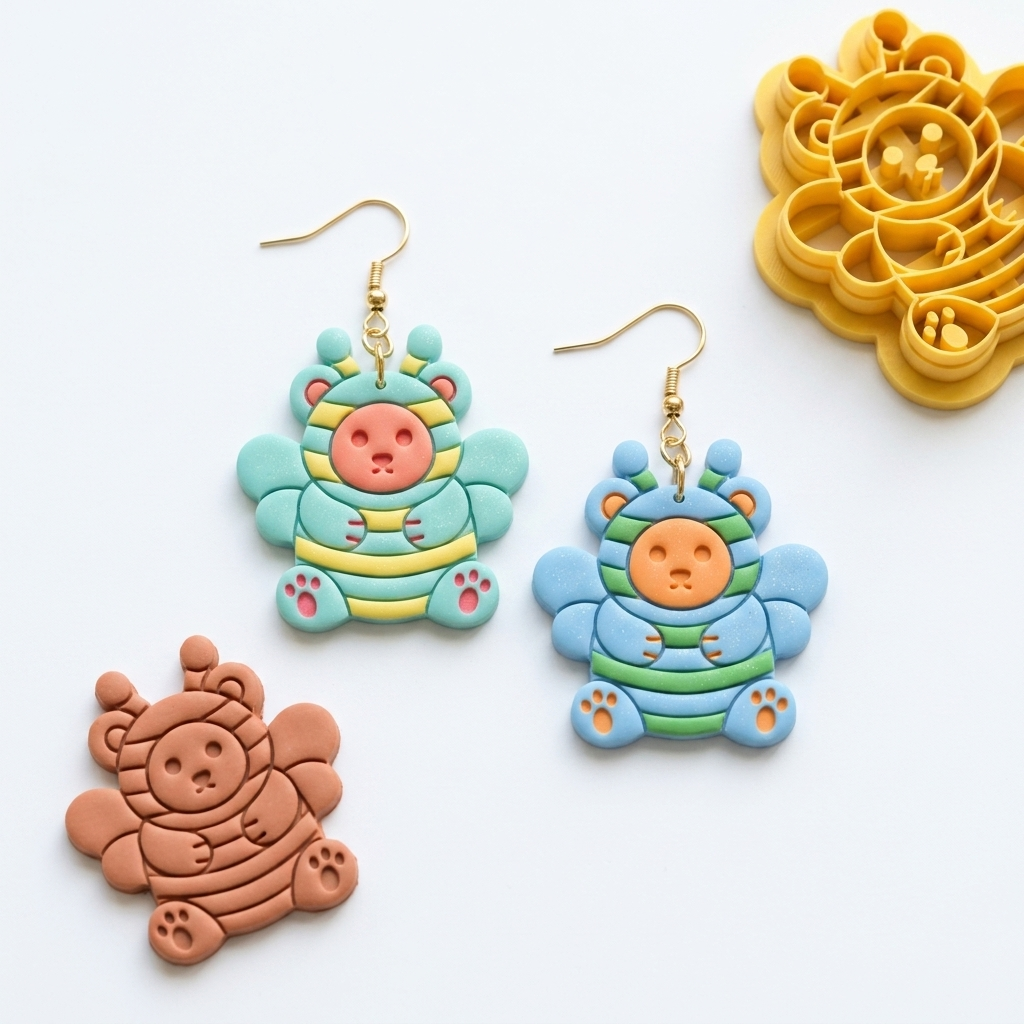 Bee Bear Polymer Clay Cutter | Cute Novelty Earring Tool