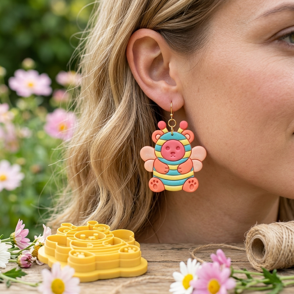 Bee Bear Polymer Clay Cutter | Cute Novelty Earring Tool