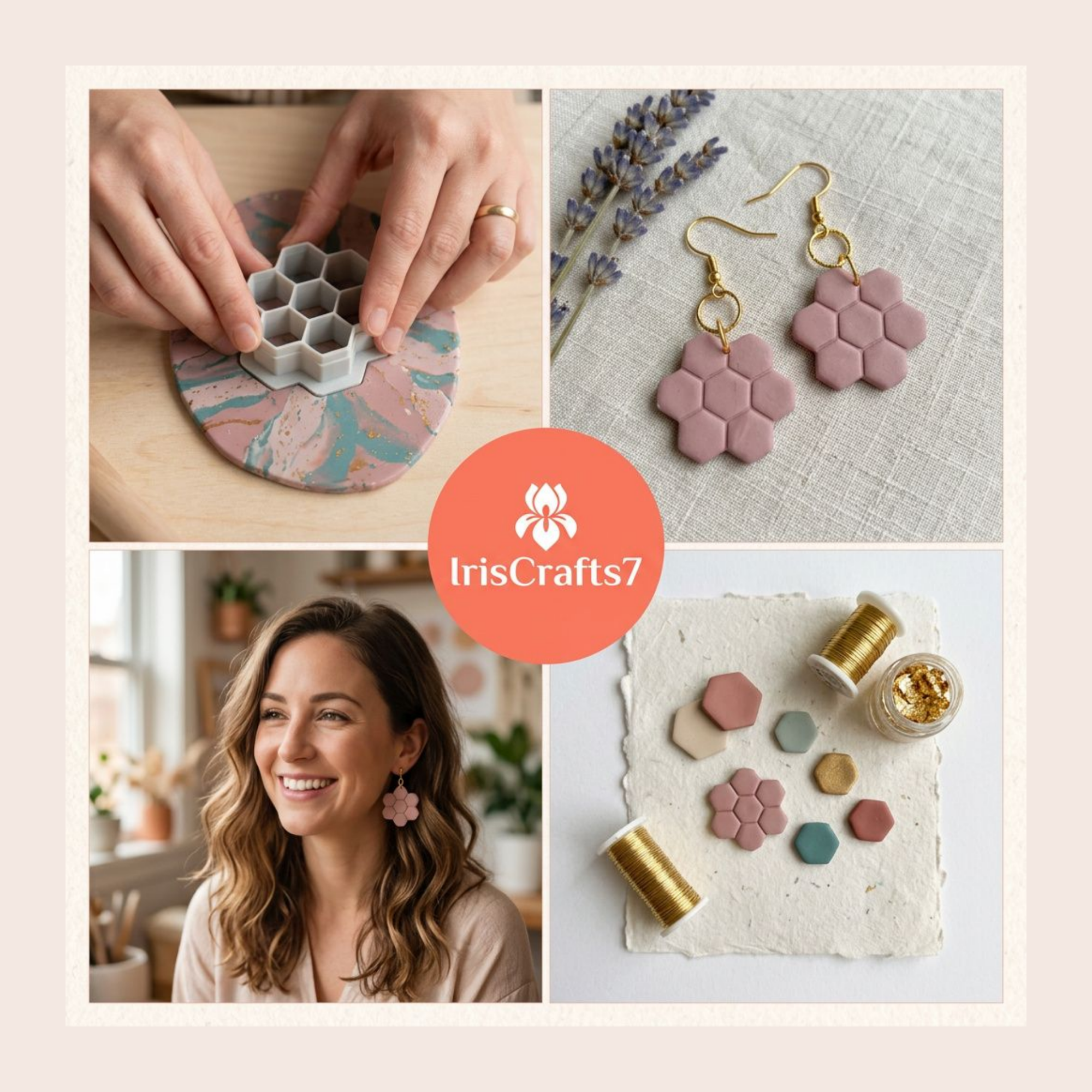 Bee Flower Polymer Clay Cutter 20 25 30 35mm | Jewellery Making | IrisCrafts7