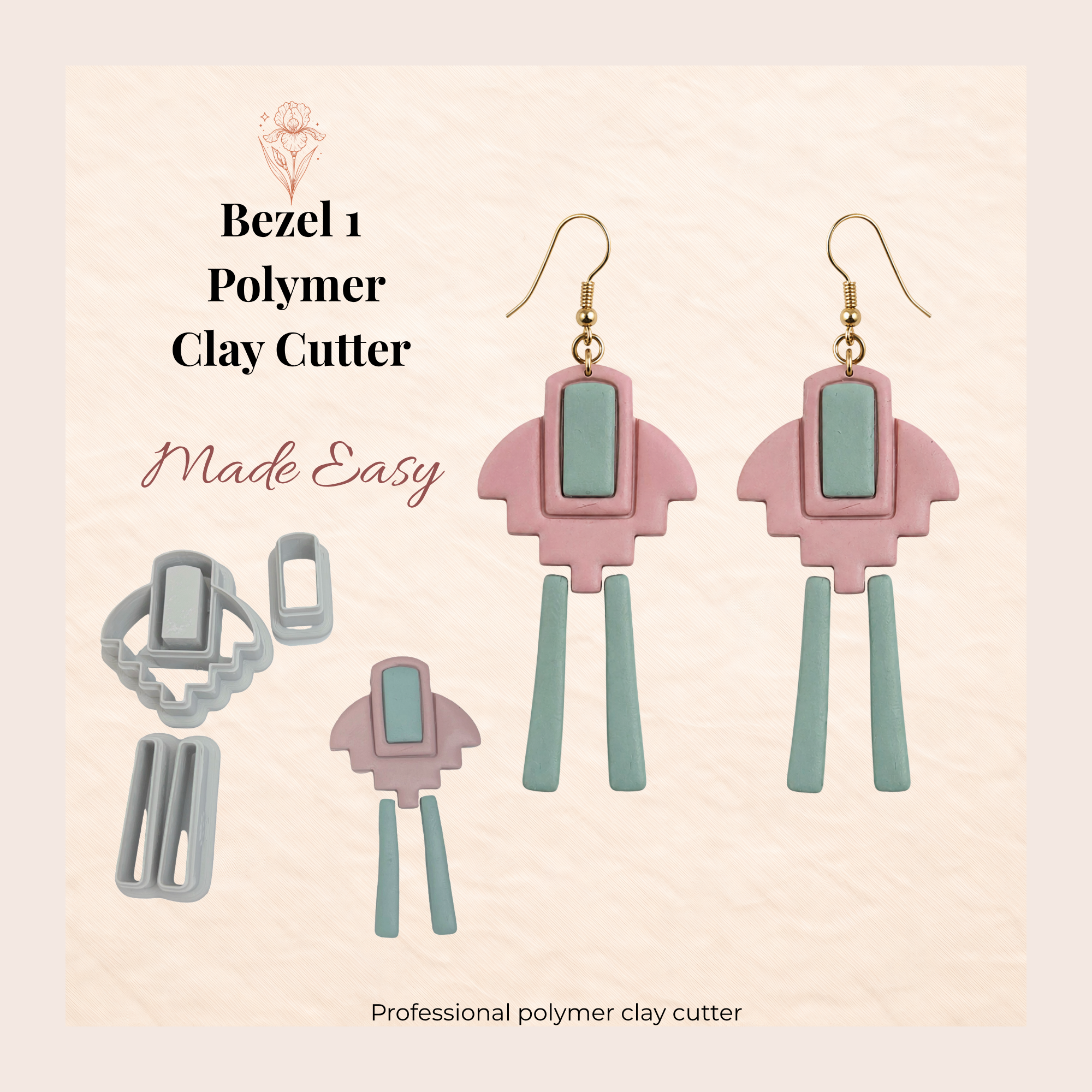 Bezel 1 Polymer Clay Cutter Set 70–80mm | Large Statement Earring Cutter | IrisCrafts7