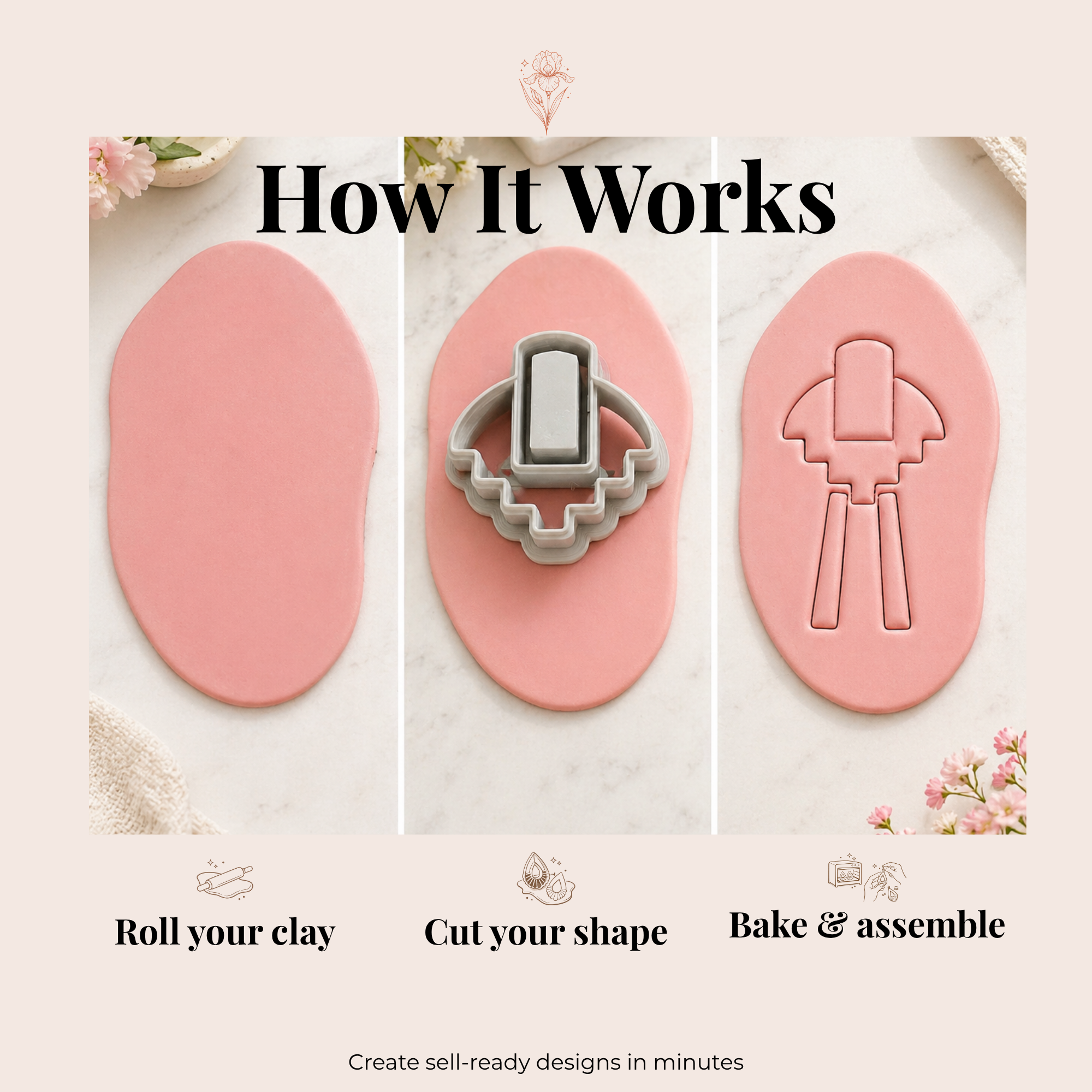 Bezel 1 Polymer Clay Cutter Set 70–80mm | Large Statement Earring Cutter | IrisCrafts7