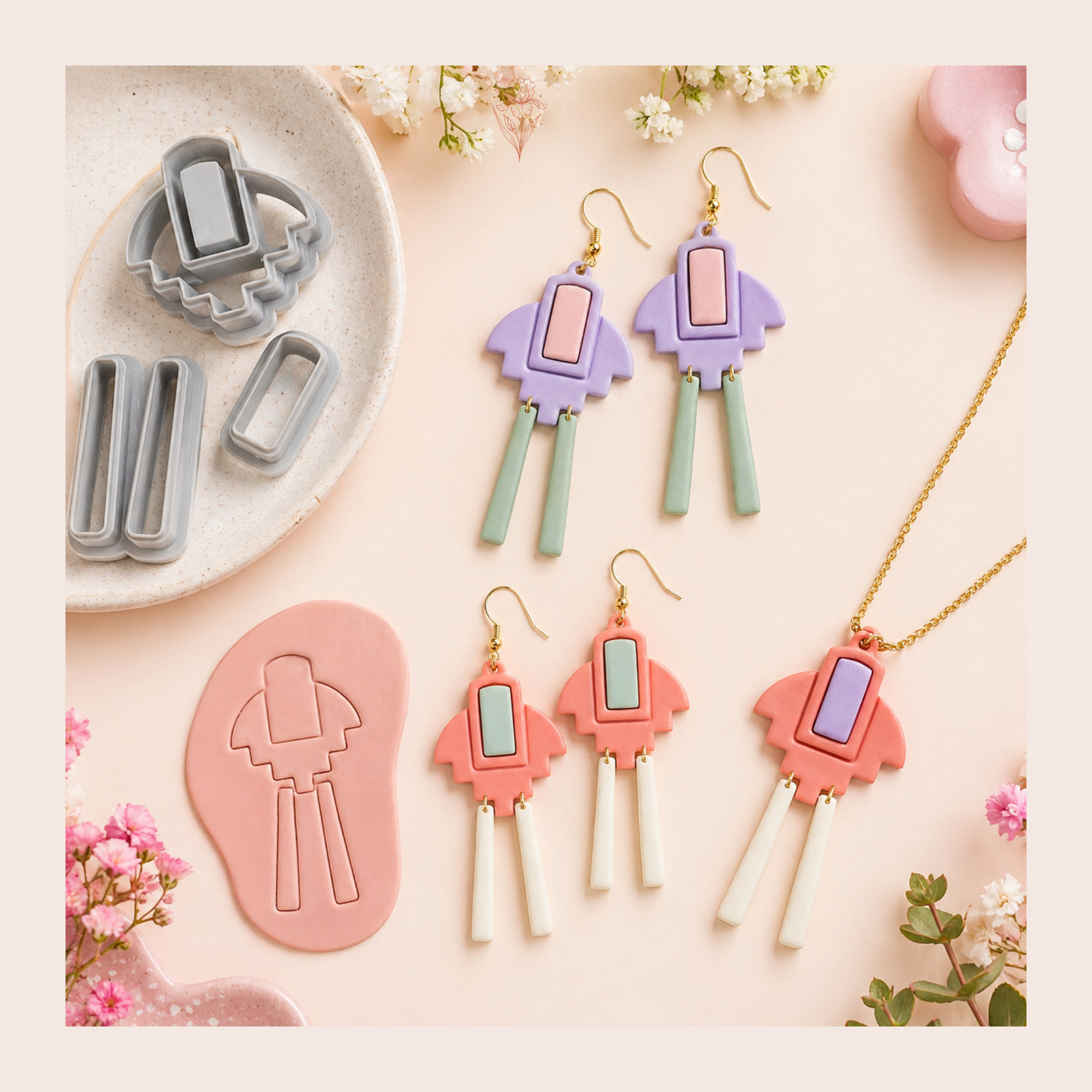 Bezel 1 Polymer Clay Cutter Set 70–80mm | Large Statement Earring Cutter | IrisCrafts7