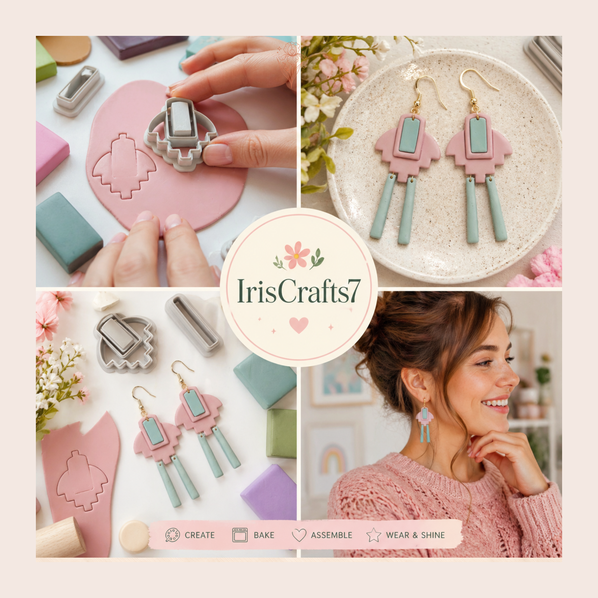 Bezel 1 Polymer Clay Cutter Set 70–80mm | Large Statement Earring Cutter | IrisCrafts7