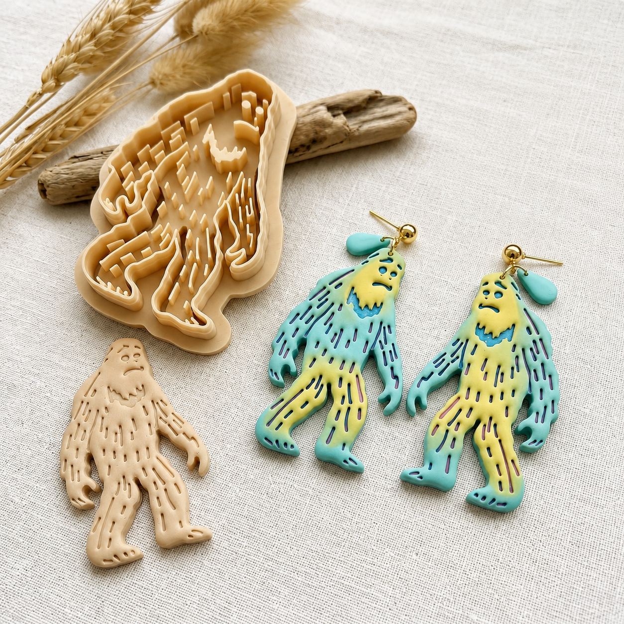 Bigfoot Yeti Polymer Clay Cutter | Cute Quirky Earring Tool