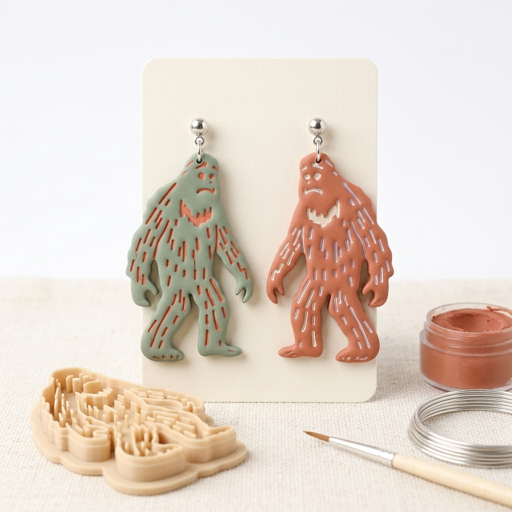Bigfoot Yeti Polymer Clay Cutter | Cute Quirky Earring Tool