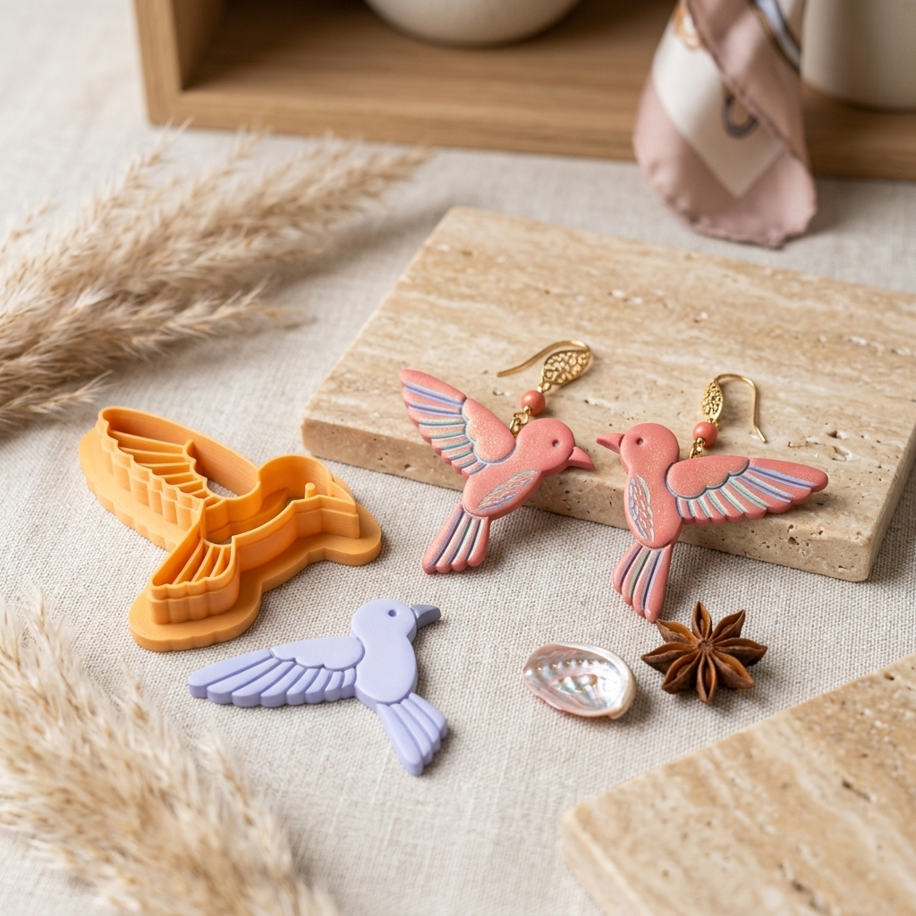 Bird 3 Hummingbird Polymer Clay Cutter | Nature Earring Tool