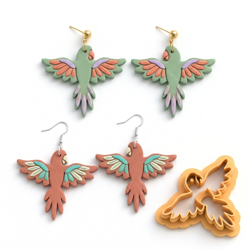 Bird 4 Parrot Polymer Clay Cutter | Tropical Earring Tool
