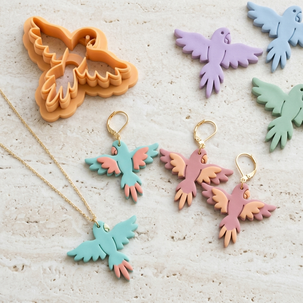 Bird 4 Parrot Polymer Clay Cutter | Tropical Earring Tool