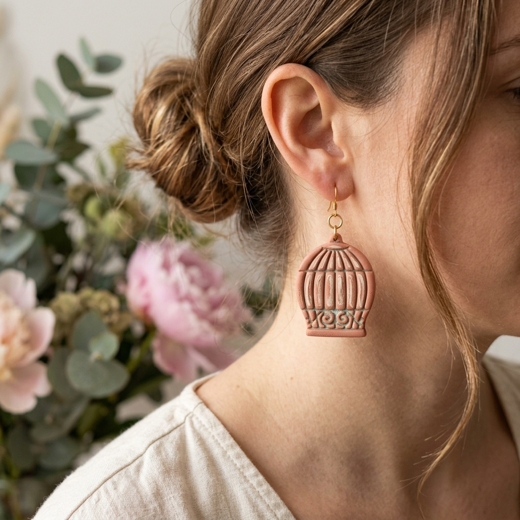 Bird Cage 1 Polymer Clay Cutter | Vintage Earring Tool