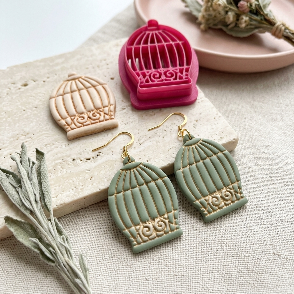 Bird Cage 1 Polymer Clay Cutter | Vintage Earring Tool
