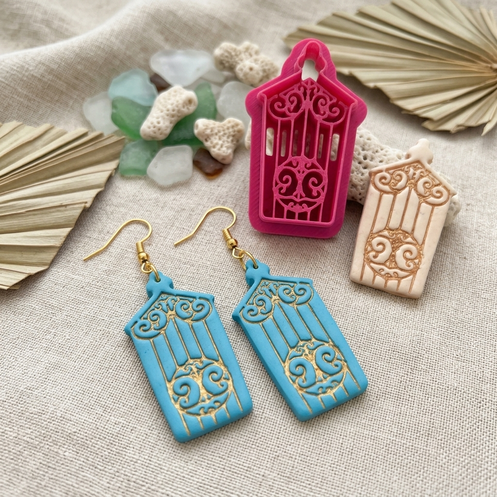 Bird Cage 2 Polymer Clay Cutter | Vintage Earring Tool