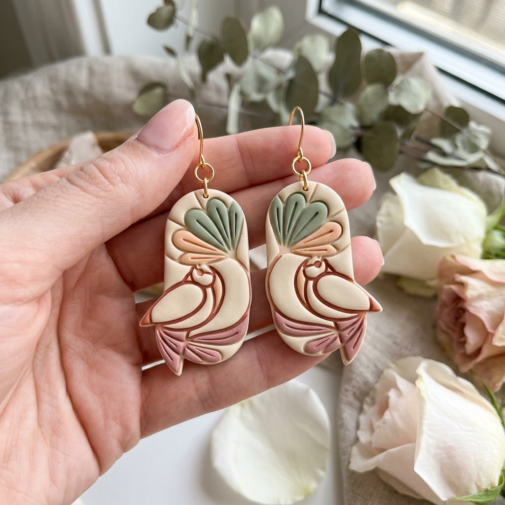 Bird with Flower Polymer Clay Cutter | Nature Earring Tool