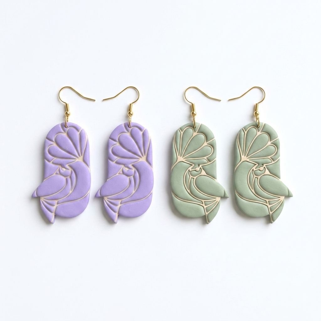 Bird with Flower Polymer Clay Cutter | Nature Earring Tool