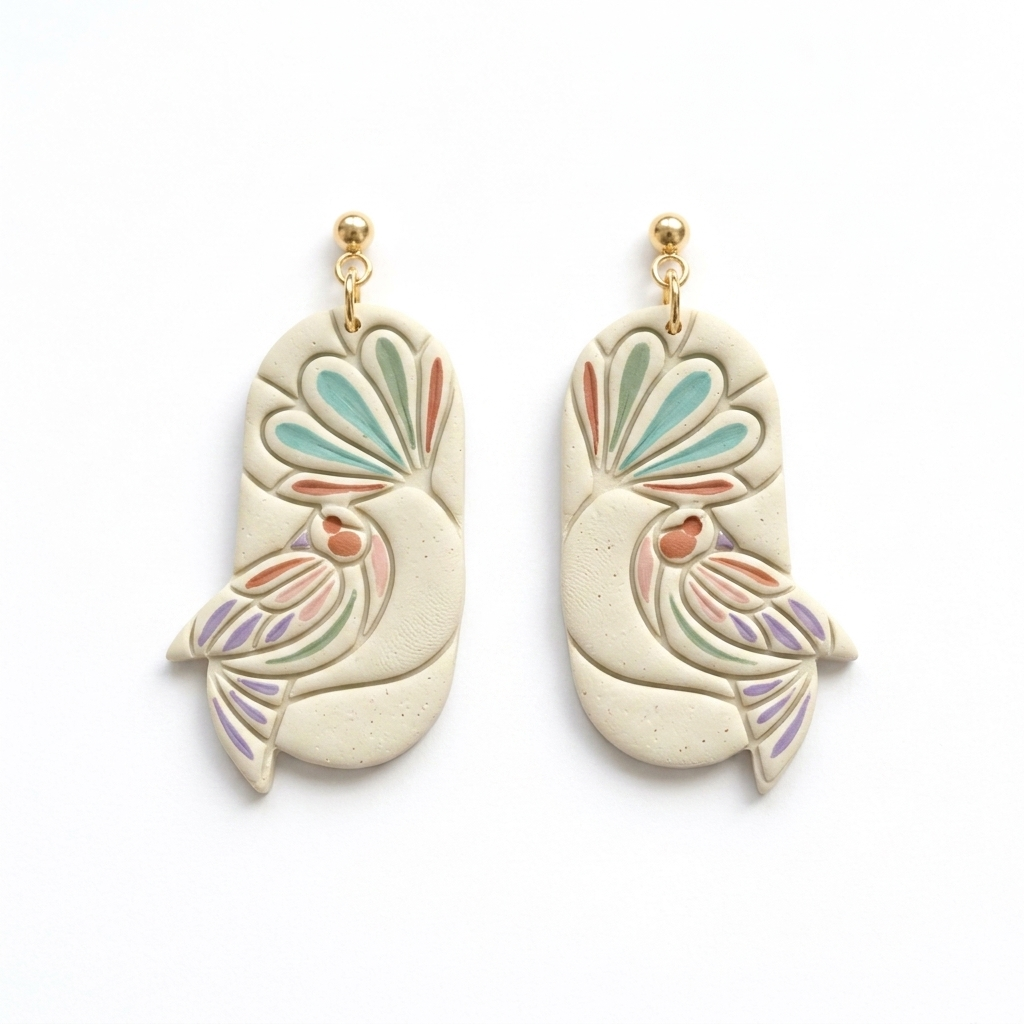 Bird with Flower Polymer Clay Cutter | Nature Earring Tool