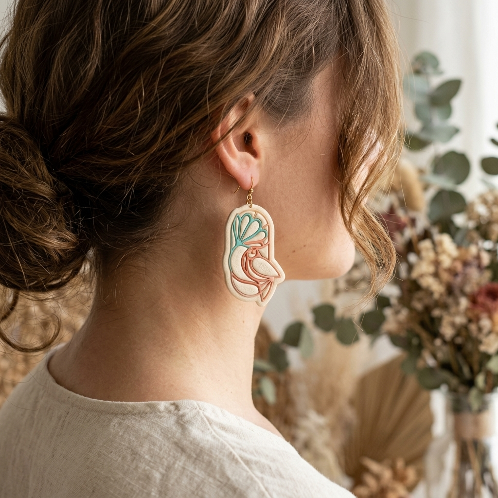 Bird with Flower Polymer Clay Cutter | Nature Earring Tool