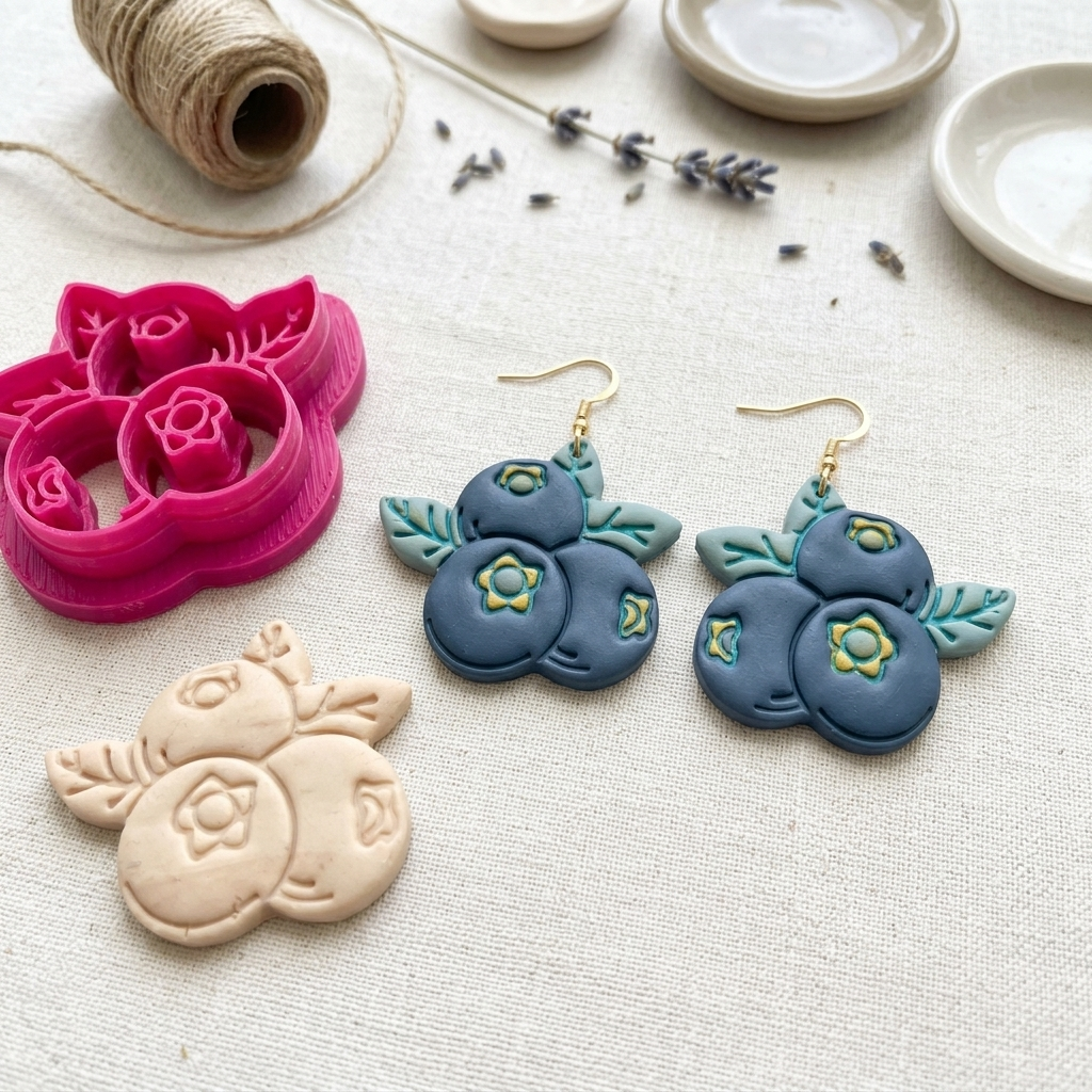 Blueberries Polymer Clay Cutter | Cute Fruit Earring Tool