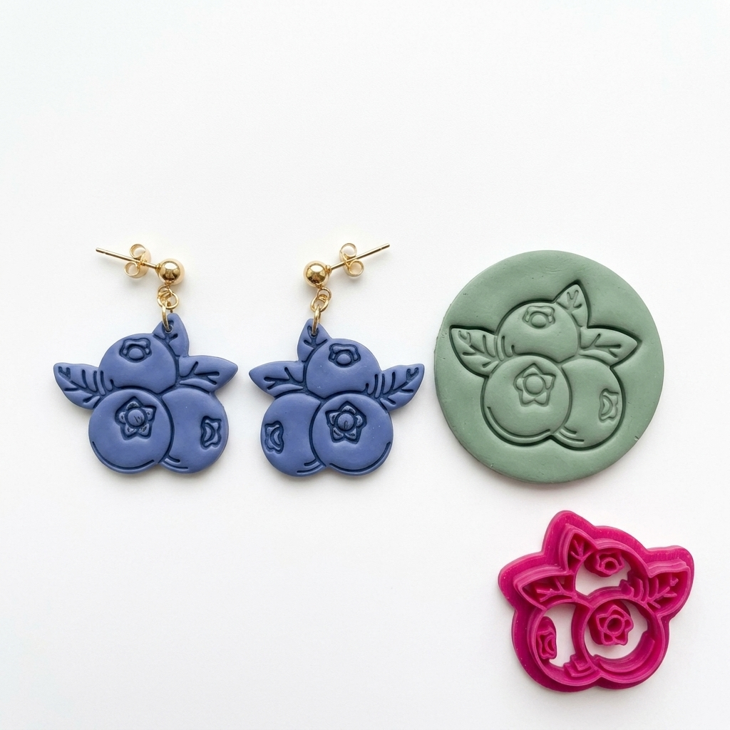 Blueberries Polymer Clay Cutter | Cute Fruit Earring Tool