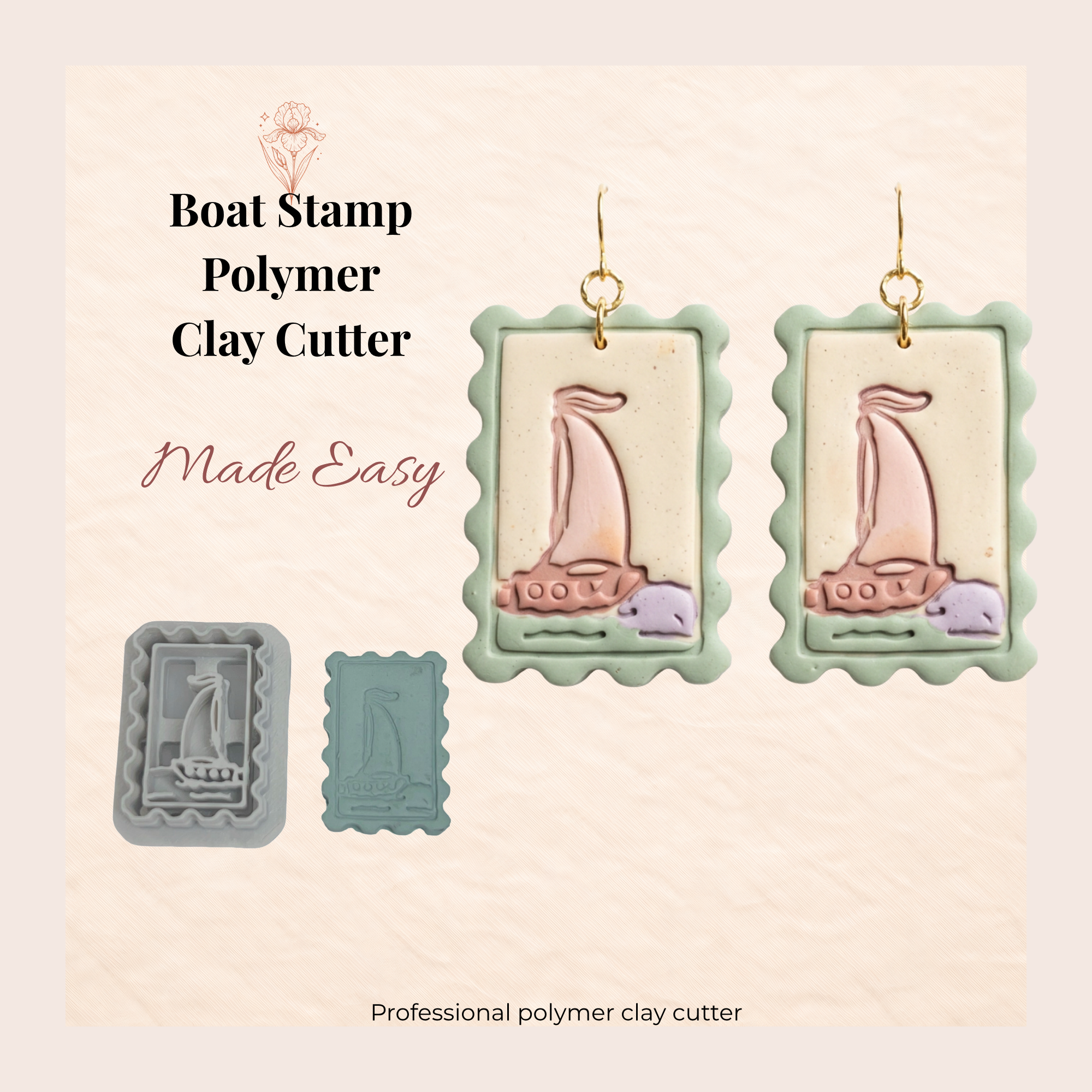 Boat Stamp Polymer Clay Cutter 20–45mm | Nautical Earring Cutter | IrisCrafts7