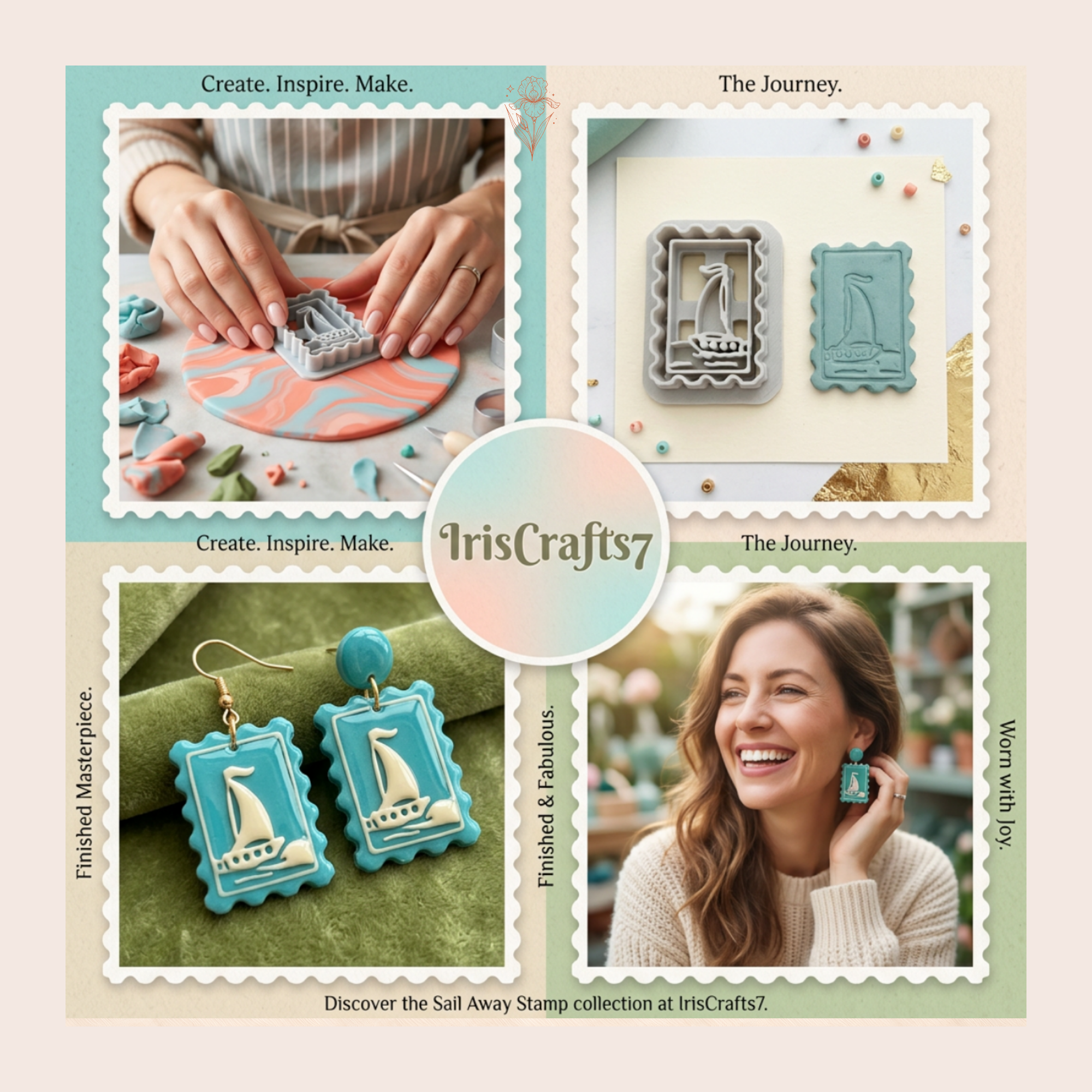 Boat Stamp Polymer Clay Cutter 20–45mm | Nautical Earring Cutter | IrisCrafts7