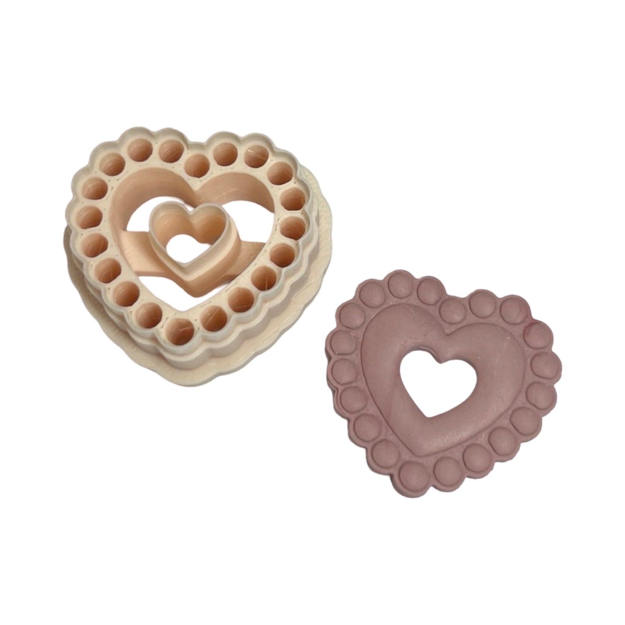 Boho Bubble Heart Frame Polymer Clay Cutter