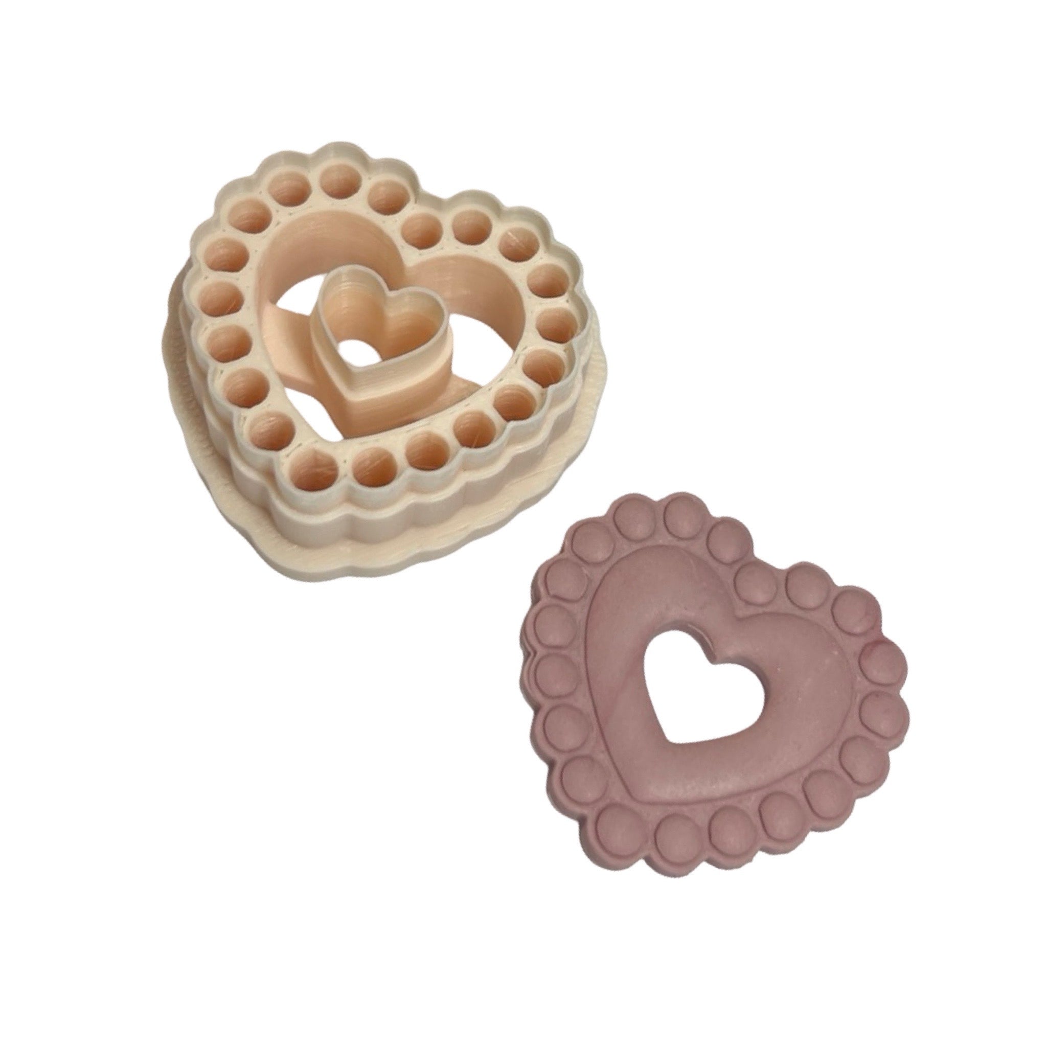 Boho Bubble Heart Frame Polymer Clay Cutter