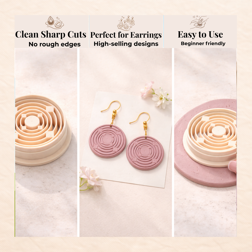 Boho Circle Abstract Polymer Clay Cutter 30-50mm | Boho Jewellery | IrisCrafts7