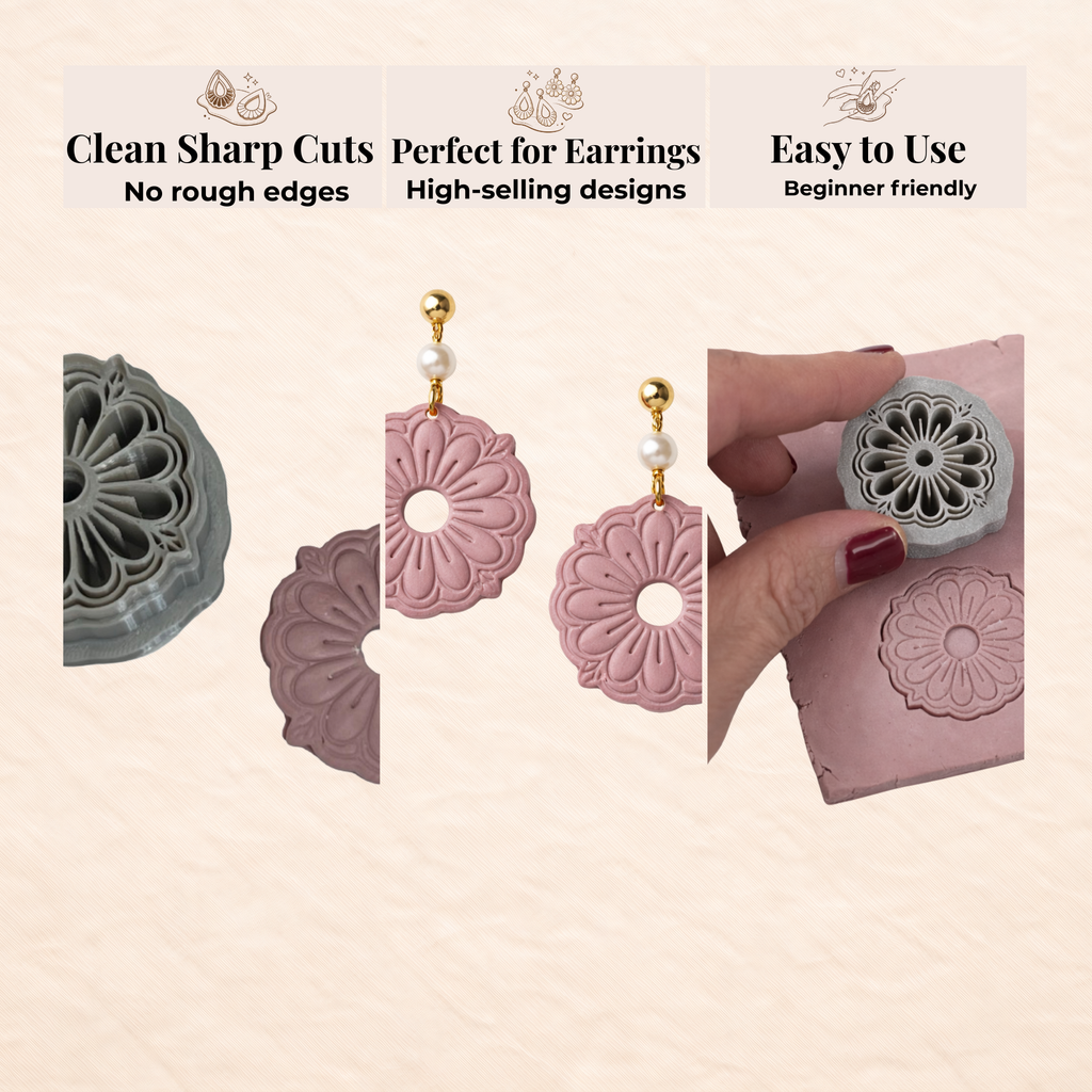Boho Daisy Polymer Clay Cutter for Earrings