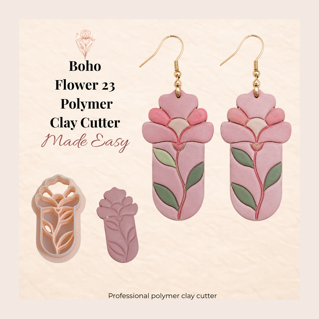 Boho Flower 23 Polymer Clay Cutter | 35–55mm | Floral Clay Cutter | Earring Jewellery Making Tool