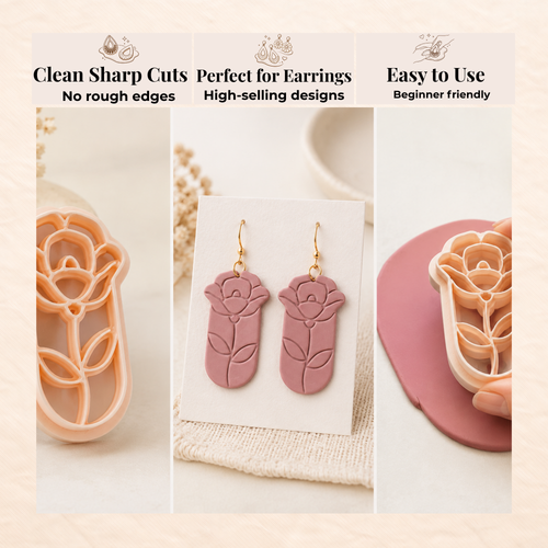 Boho Flower 26 Polymer Clay Cutter | 35–55mm | Floral Clay Cutter | Earring Jewellery Making Tool