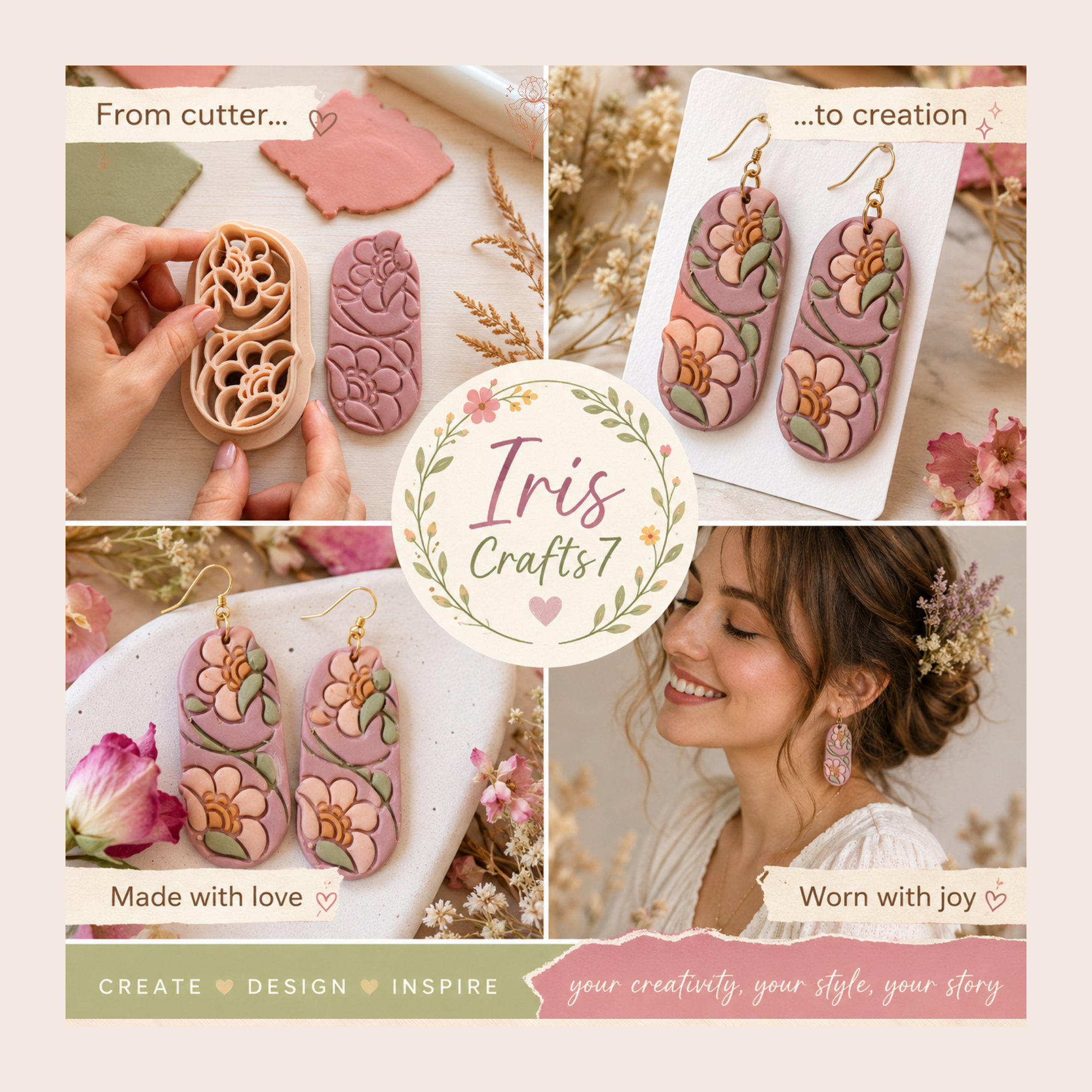 Boho Flower 27 Polymer Clay Cutter | 35–55mm | Floral Clay Cutter | Earring Jewellery Making Tool