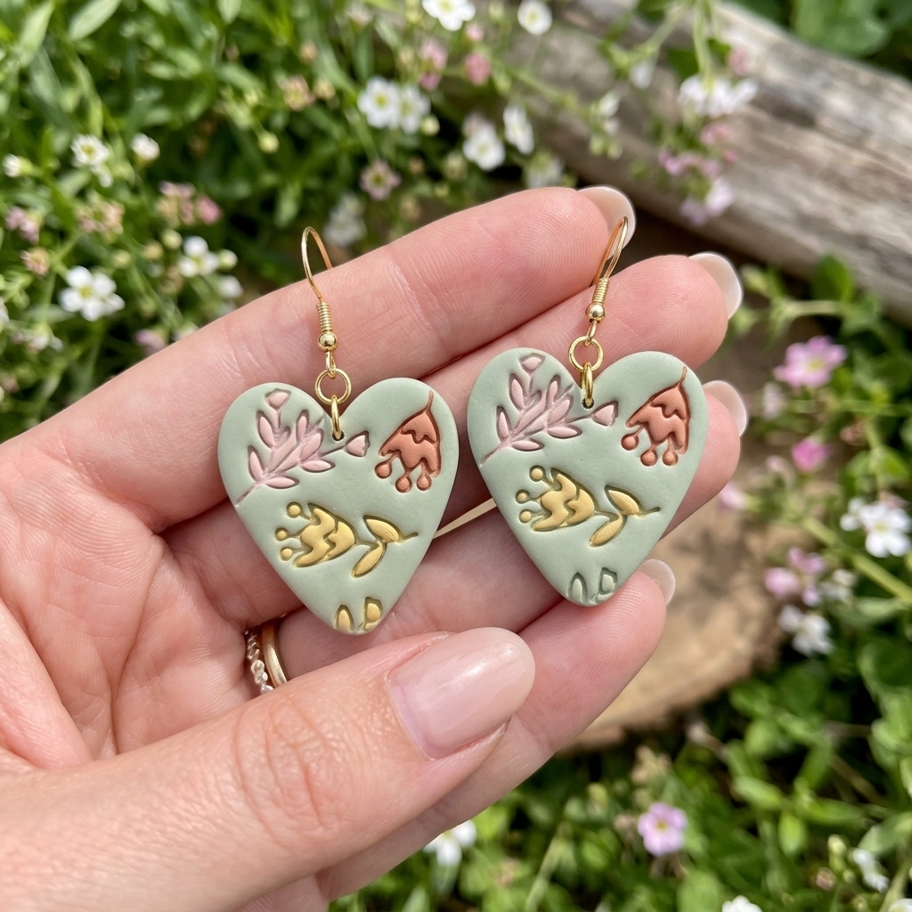 Boho Heart with Flowers 1 Polymer Clay Cutter | Floral Earring Tool