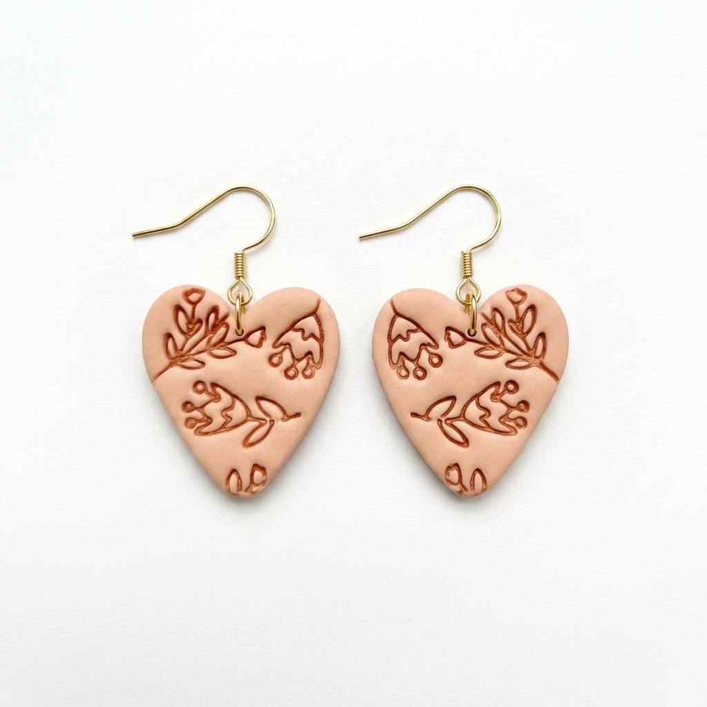 Boho Heart with Flowers 1 Polymer Clay Cutter | Floral Earring Tool