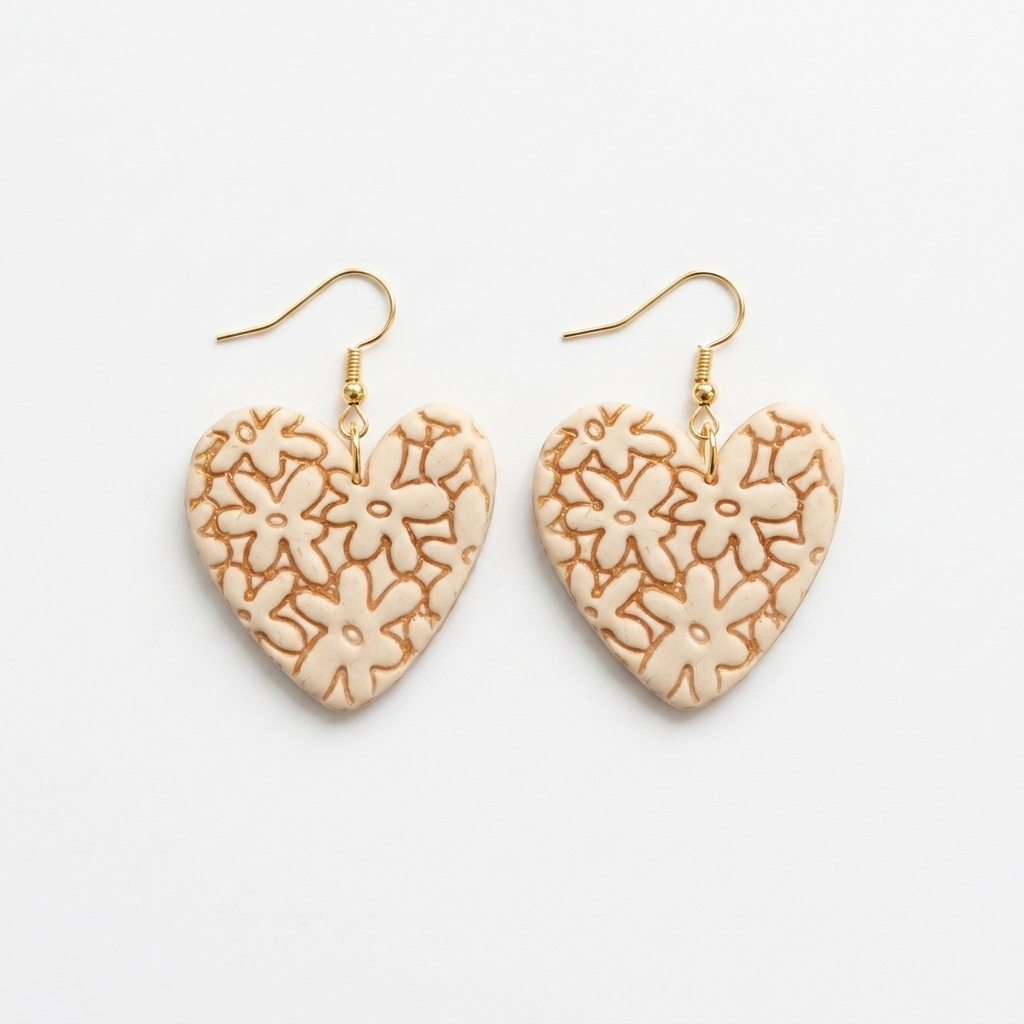 Boho Heart with Flowers 2 Polymer Clay Cutter | Floral Earring Tool