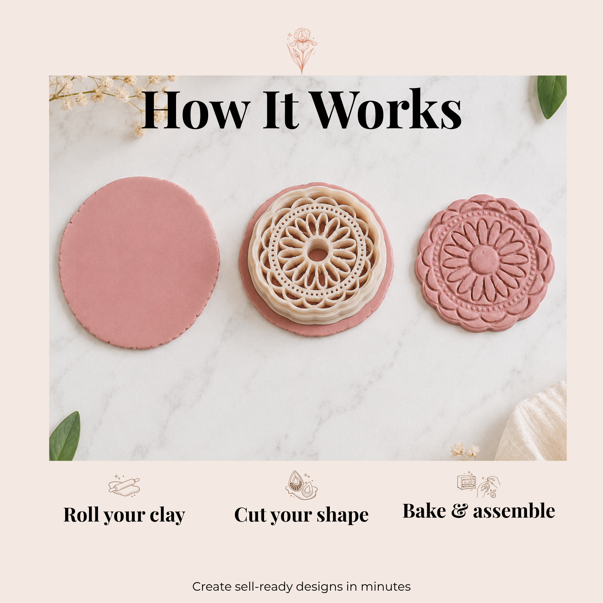 Boho Mandala 6 Polymer Clay Cutter | 25–45mm | Mandala Shape Clay Cutter | Earring Jewellery Making Tool