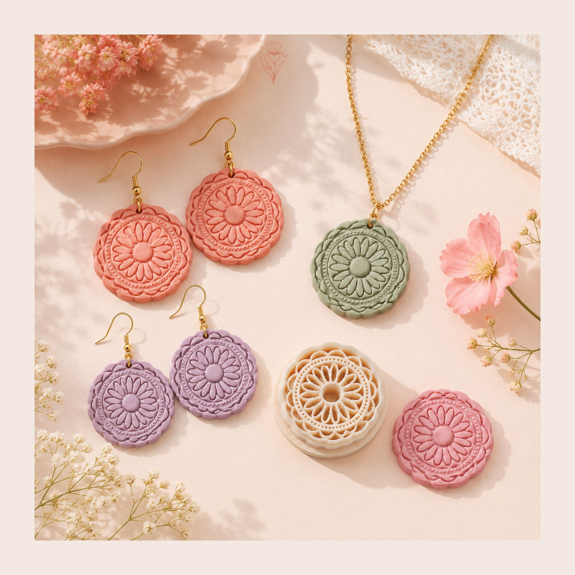 Boho Mandala 6 Polymer Clay Cutter | 25–45mm | Mandala Shape Clay Cutter | Earring Jewellery Making Tool