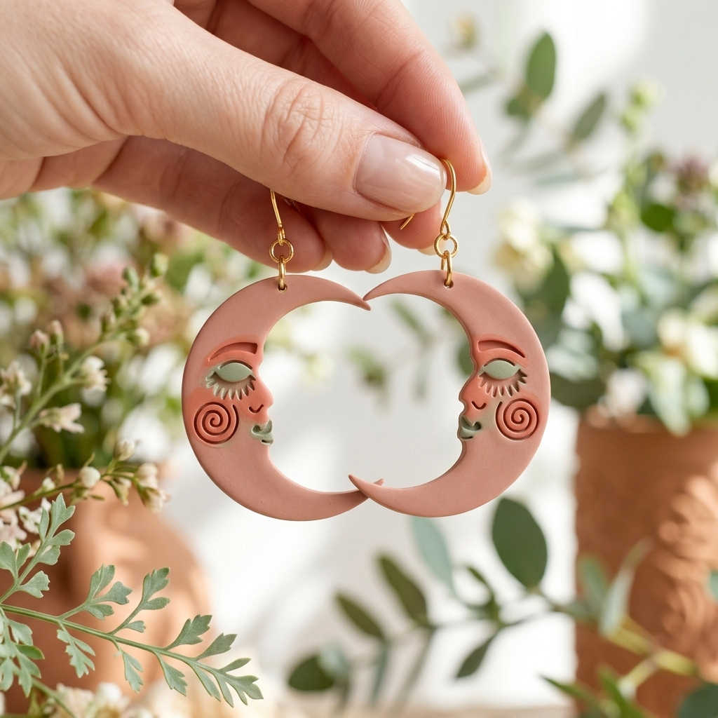 Boho Moon Polymer Clay Cutter | Celestial Earring Tool