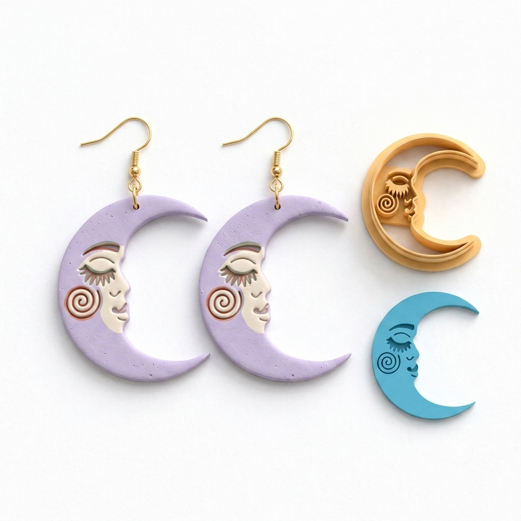 Boho Moon Polymer Clay Cutter | Celestial Earring Tool