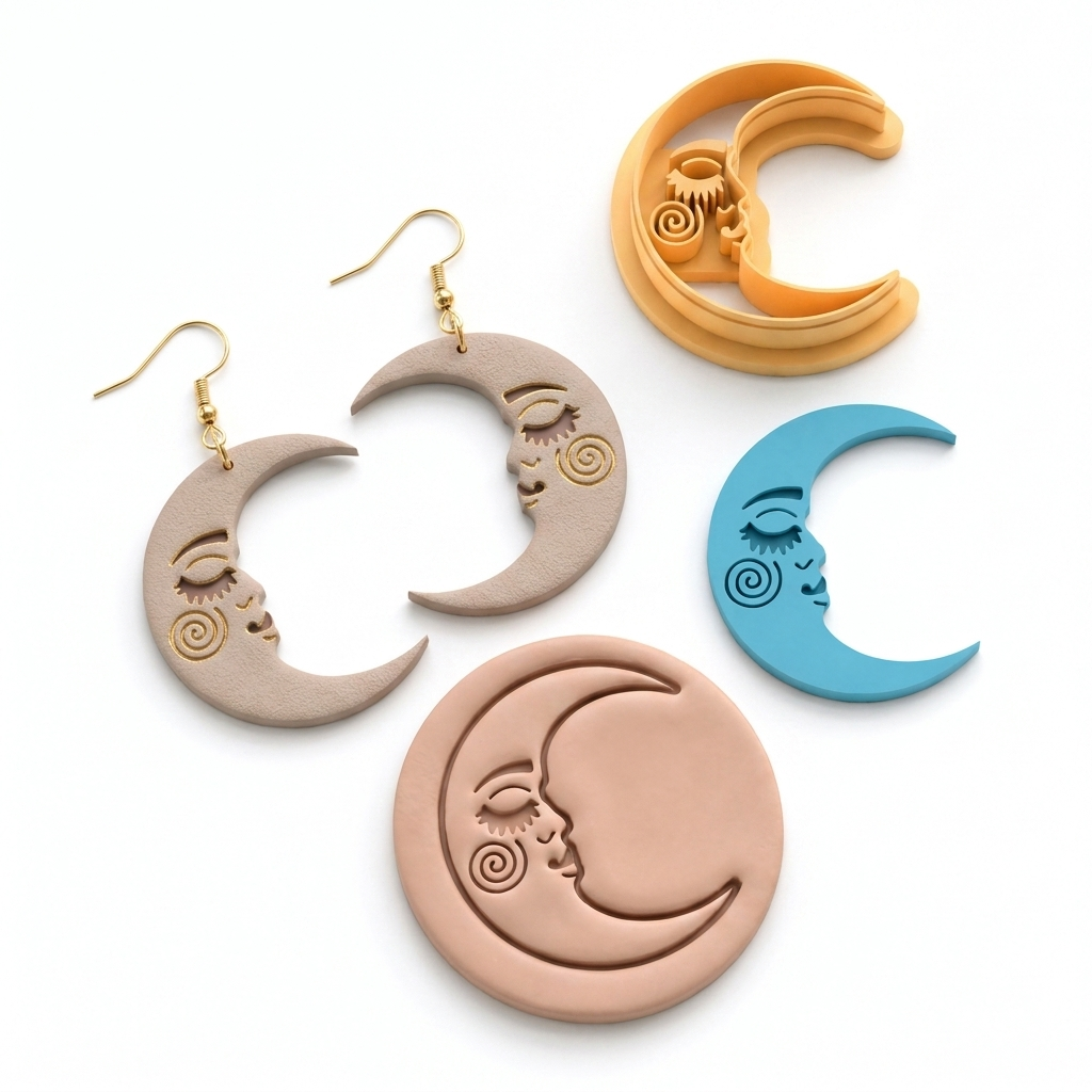 Boho Moon Polymer Clay Cutter | Celestial Earring Tool