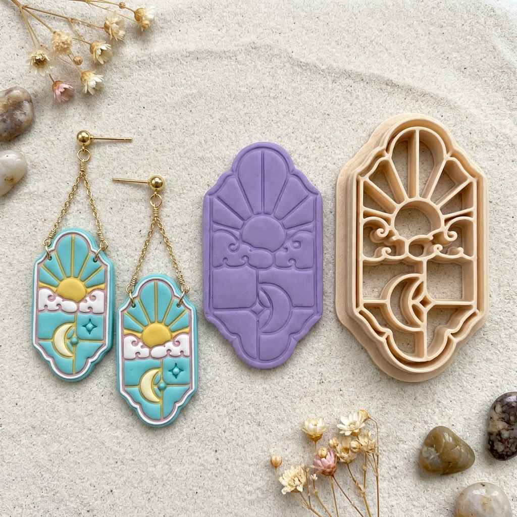 Boho Sun and Moon Polymer Clay Cutter | Celestial Earring Tool