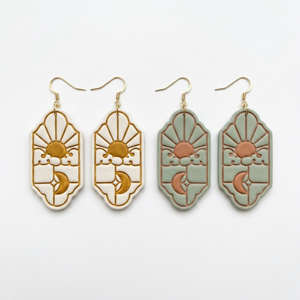 Boho Sun and Moon Polymer Clay Cutter | Celestial Earring Tool