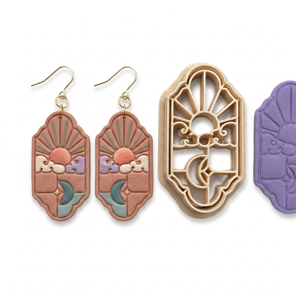 Boho Sun and Moon Polymer Clay Cutter | Celestial Earring Tool