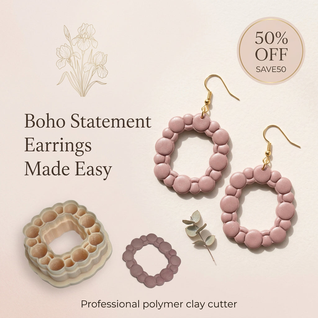 Boho Bubble Square Frame Polymer Clay Cutter
