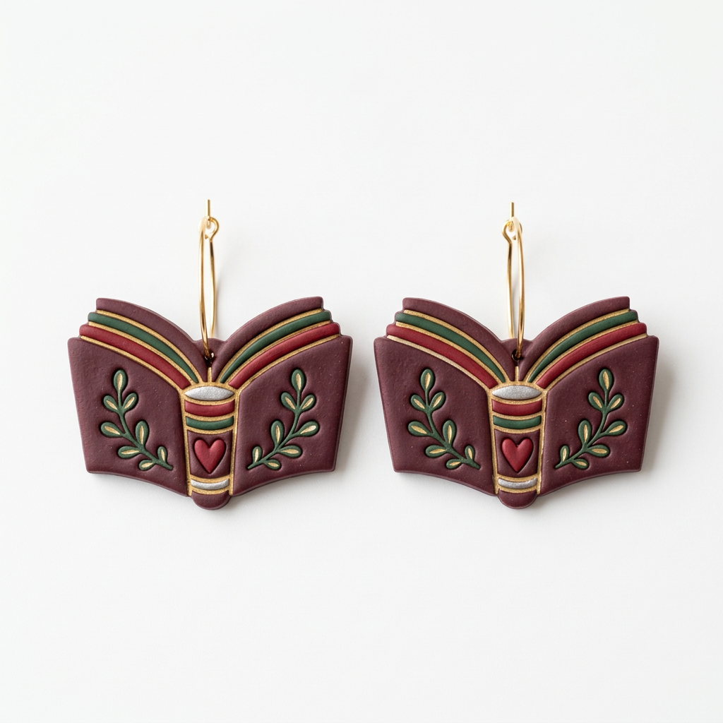Bookish Bloom Polymer Clay Cutter | Floral Book Earring Tool