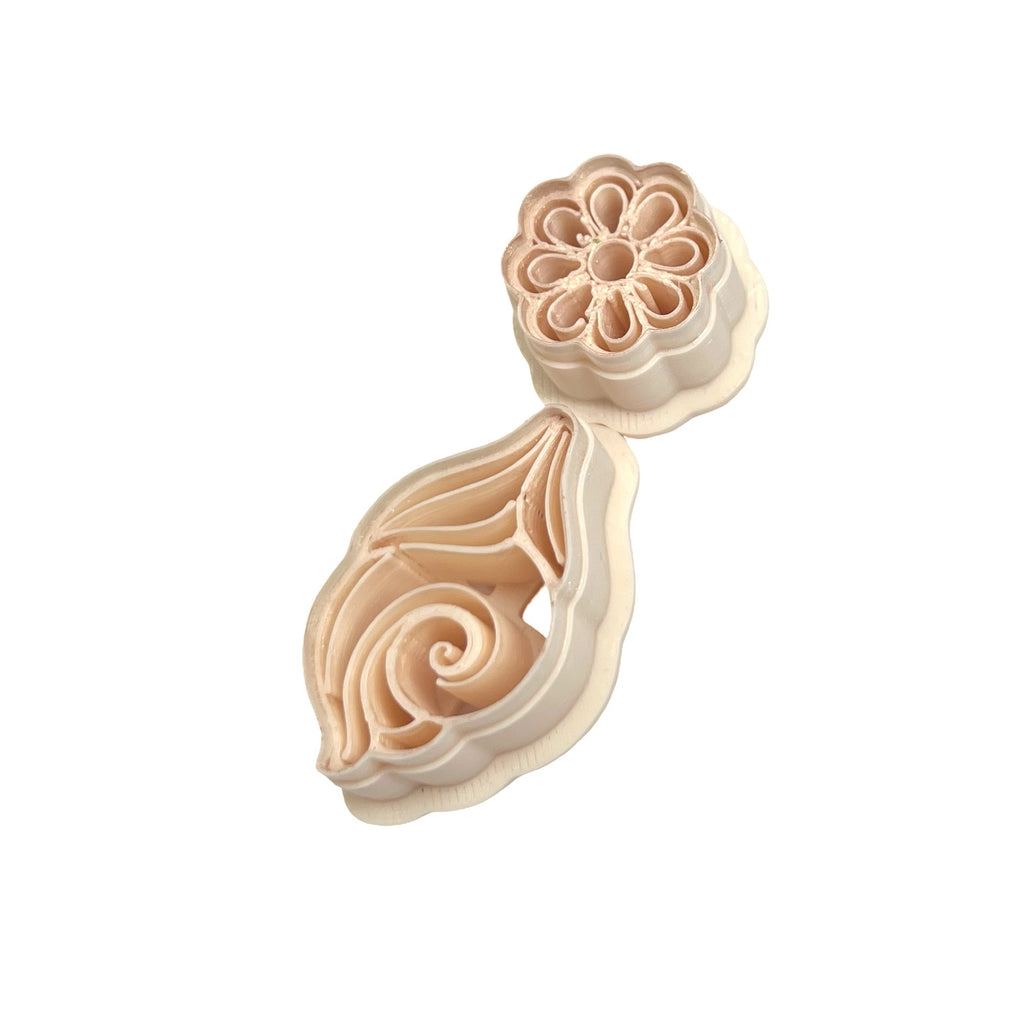 Botanical Layered Set 2 Polymer Clay Cutters for Earrings