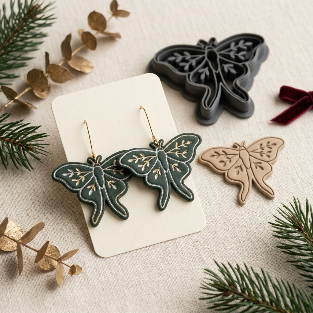 Botanical Moth Polymer Clay Cutter | Nature Earring Tool