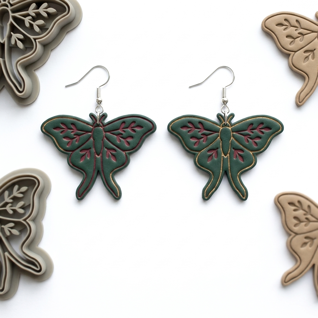 Botanical Moth Polymer Clay Cutter | Nature Earring Tool