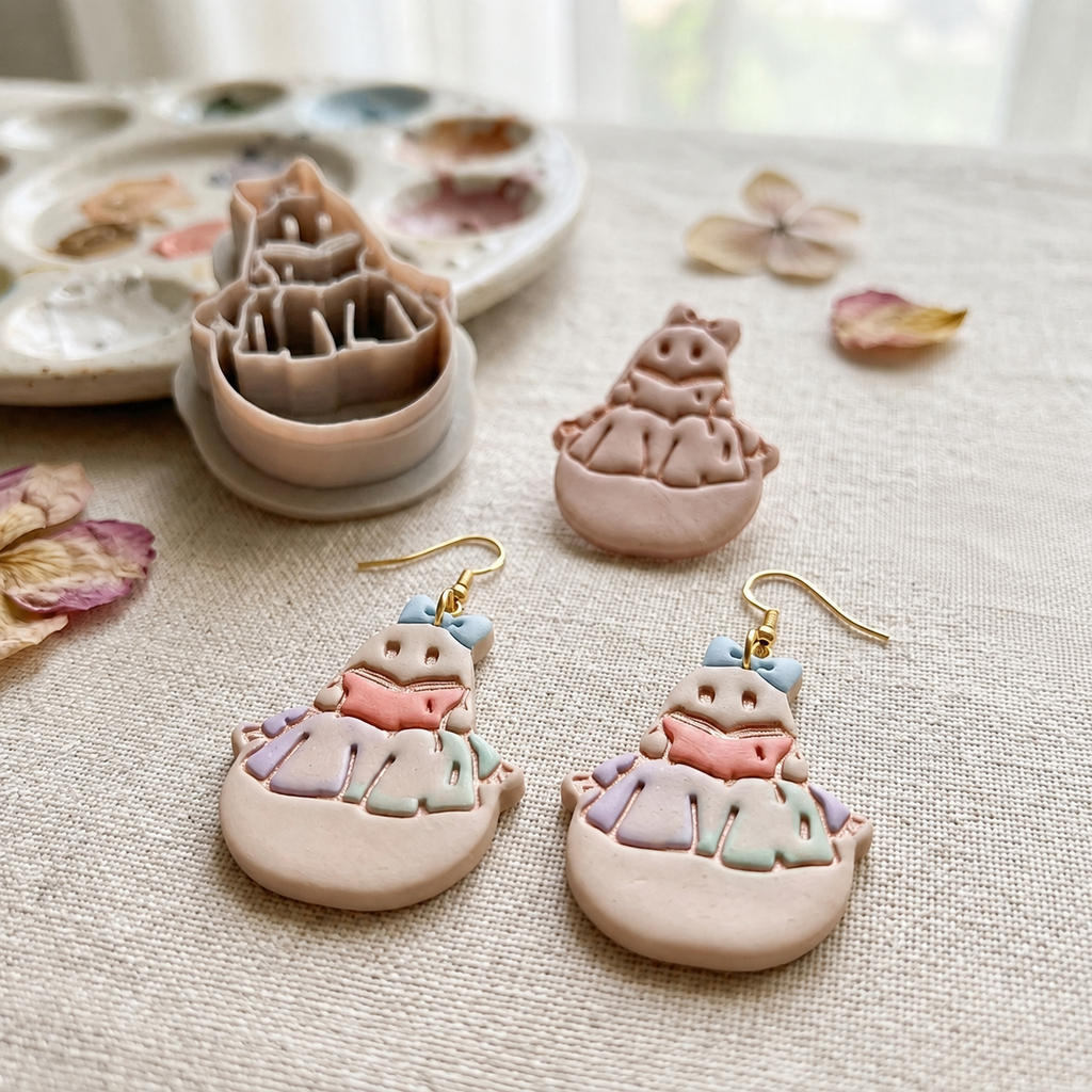 Ghost Reading Spellbook Polymer Clay Cutter | Cute Halloween Earring Tool