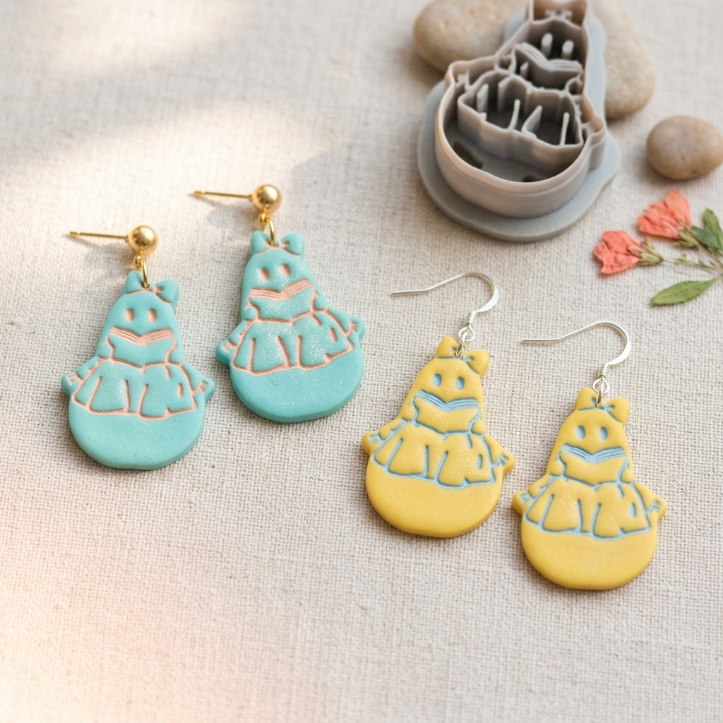 Ghost Reading Spellbook Polymer Clay Cutter | Cute Halloween Earring Tool