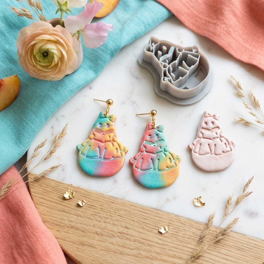Ghost Reading Spellbook Polymer Clay Cutter | Cute Halloween Earring Tool