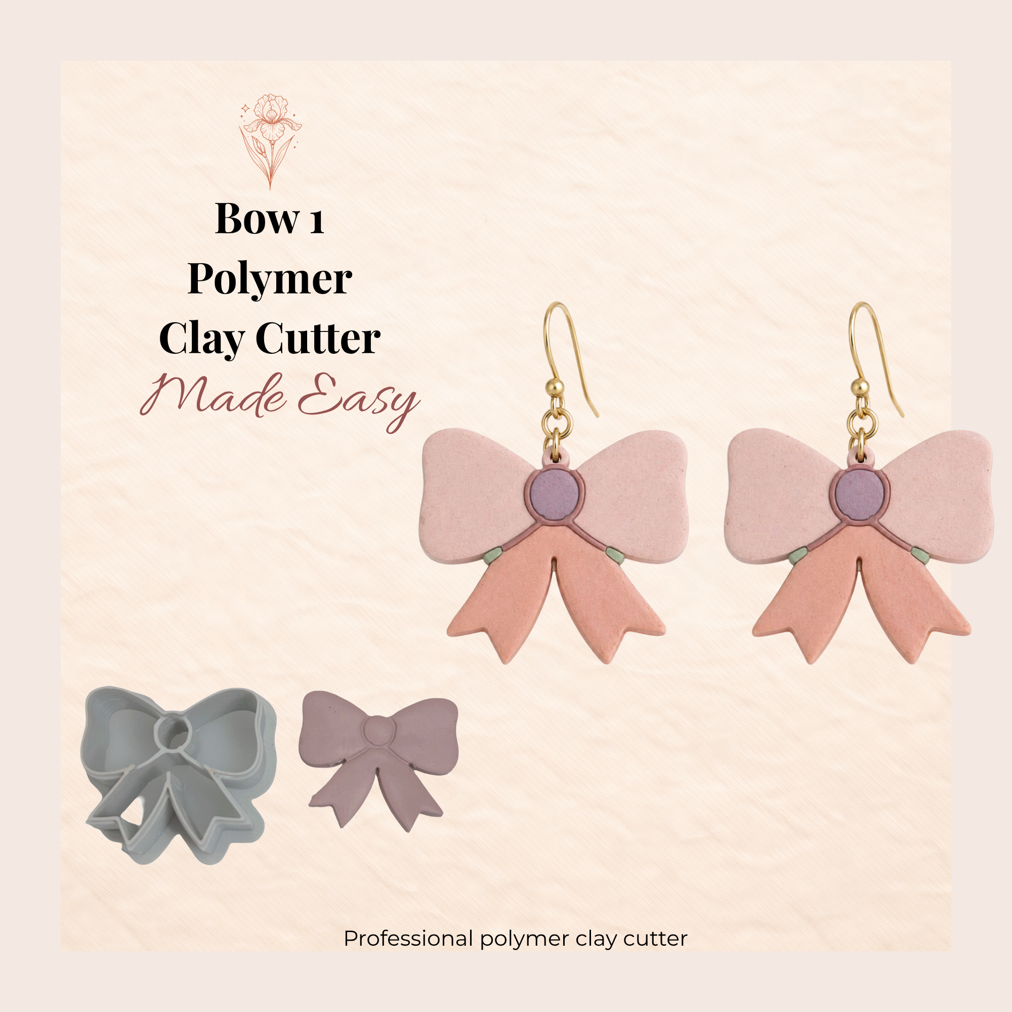 Bow 1 Polymer Clay Cutter 20–38mm | Cute Earring Cutter | IrisCrafts7
